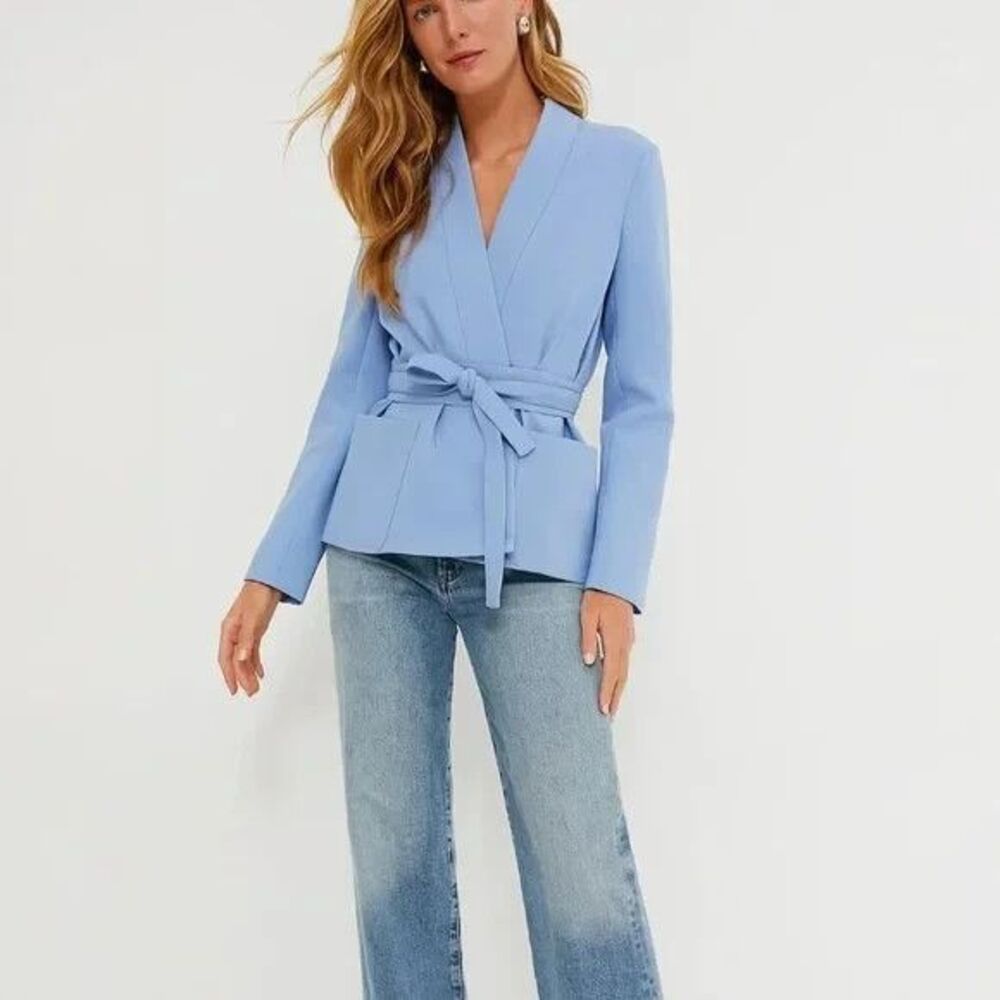 Tuckernuck Light Blue Wrap Blazer with Tie Waist